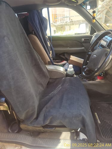 Customer photo review of Waterproof Car Seat Towel – Beige | Towel Society