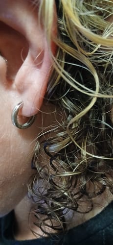 Customer photo review of Huggie Hoop Earrings in 9ct White Gold