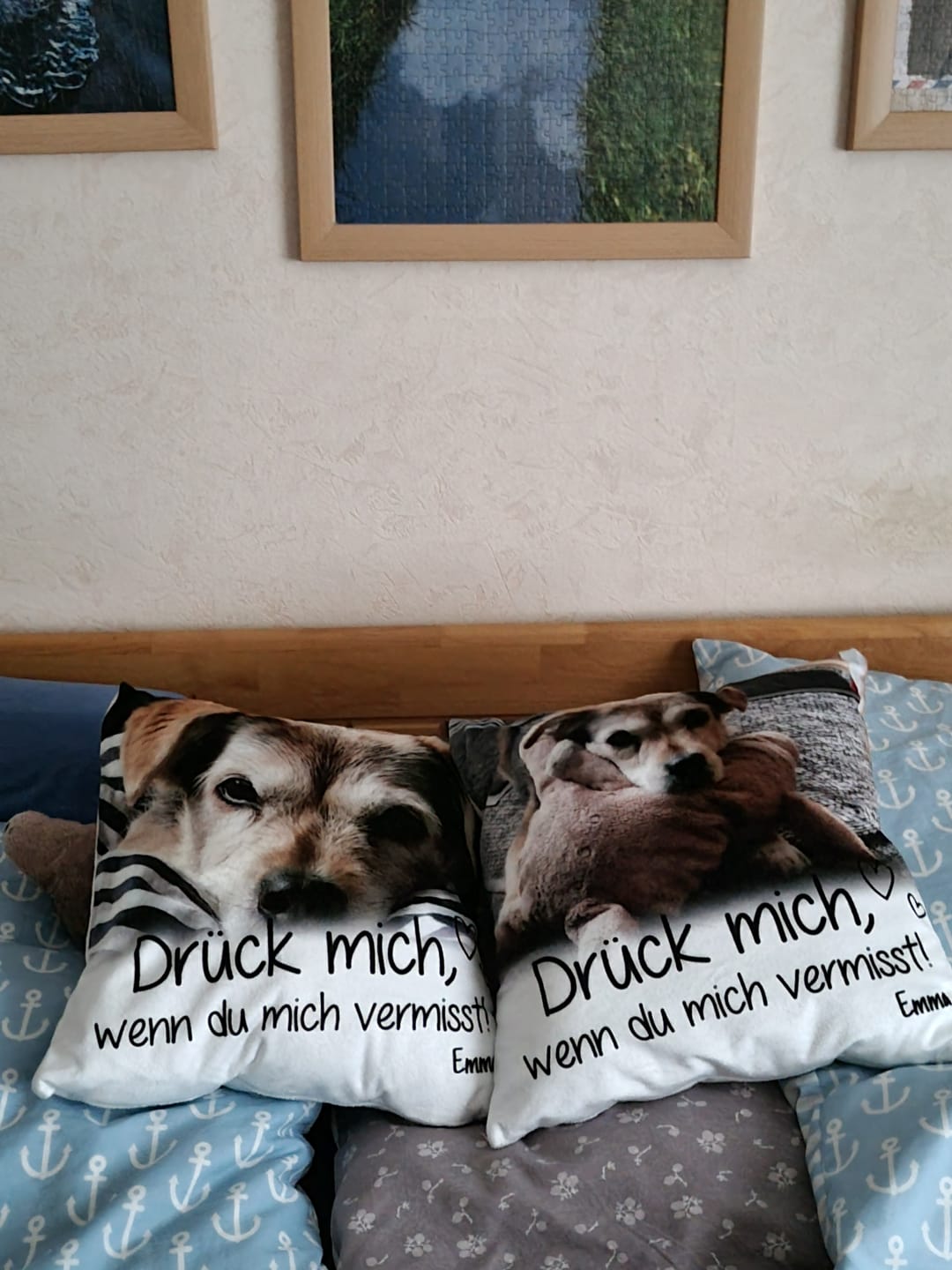 Customer photo review of Drück mich, wenn du mich vermisst - Individuelles Kissen