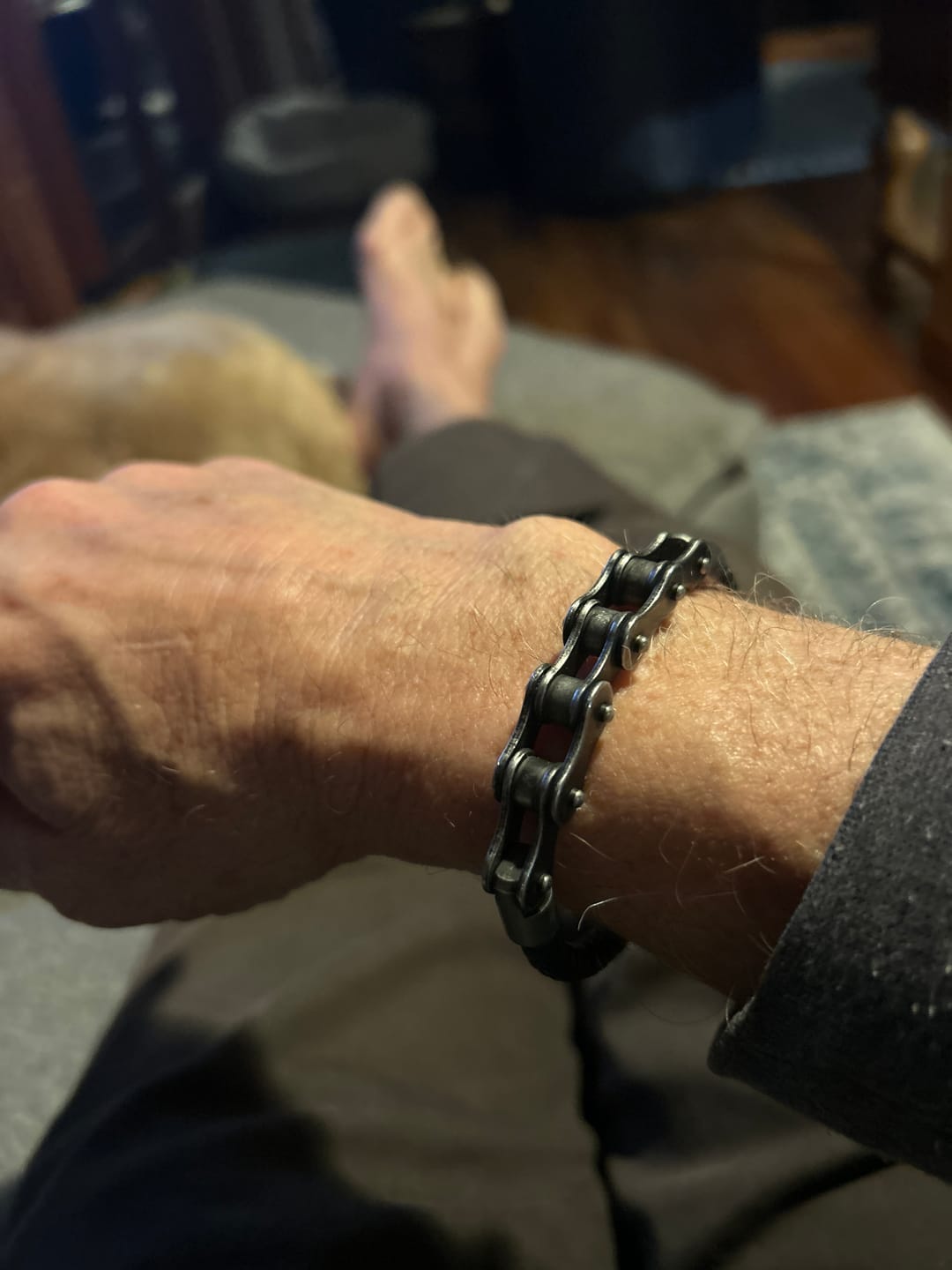 Customer photo review of Cycolinks Leather Bike Chain Bracelet