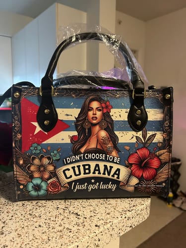 Customer photo review of I didn't choose to be Cubana - Personalized Leather Handbag CUB01