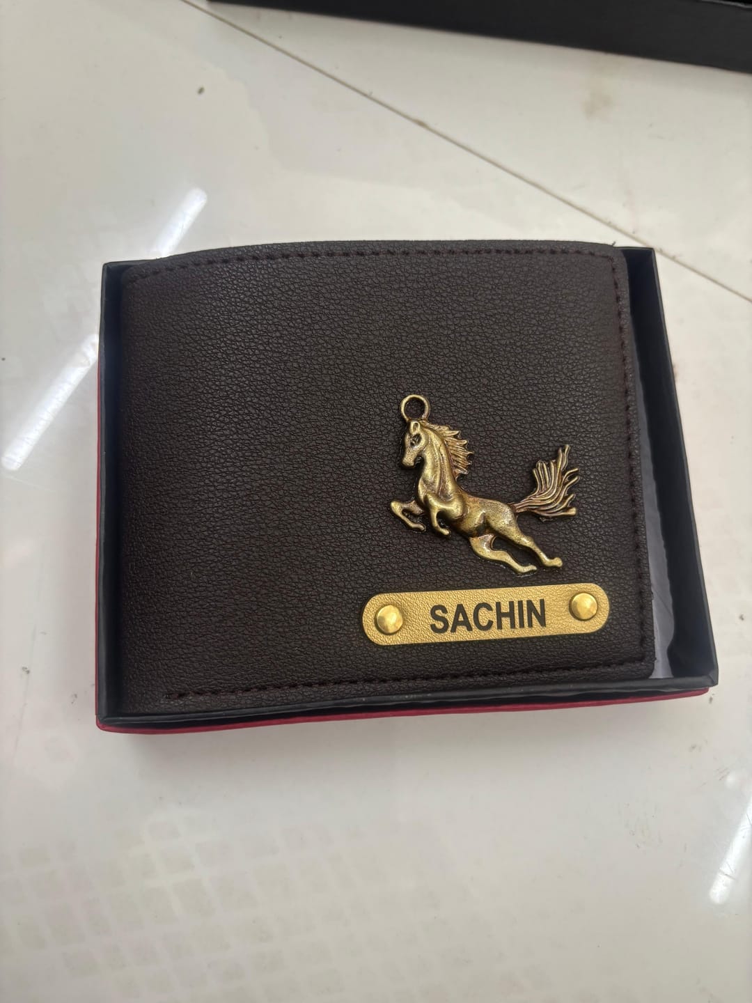 Customer photo review of Personalized Men's Wallet With Name & Charm