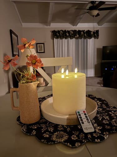 Customer photo review of Flameless Triple Wick Candle | Linen