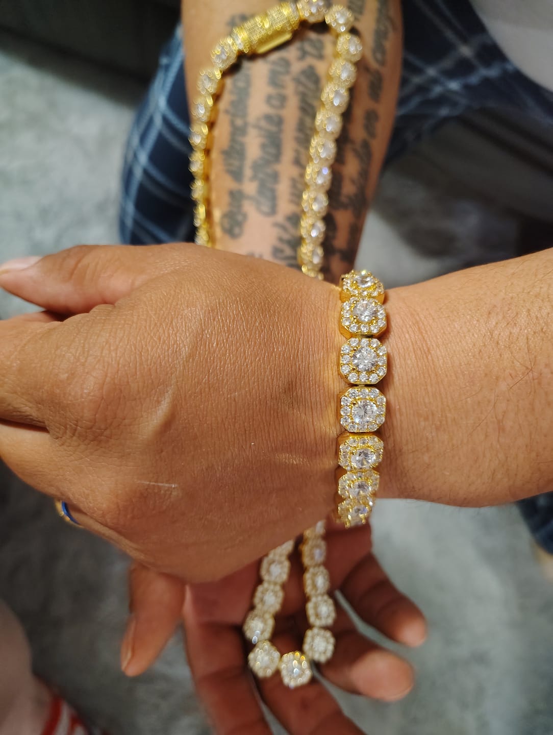 Customer photo review of 10mm Clustered Tennis Chain + Bracelet - Gold