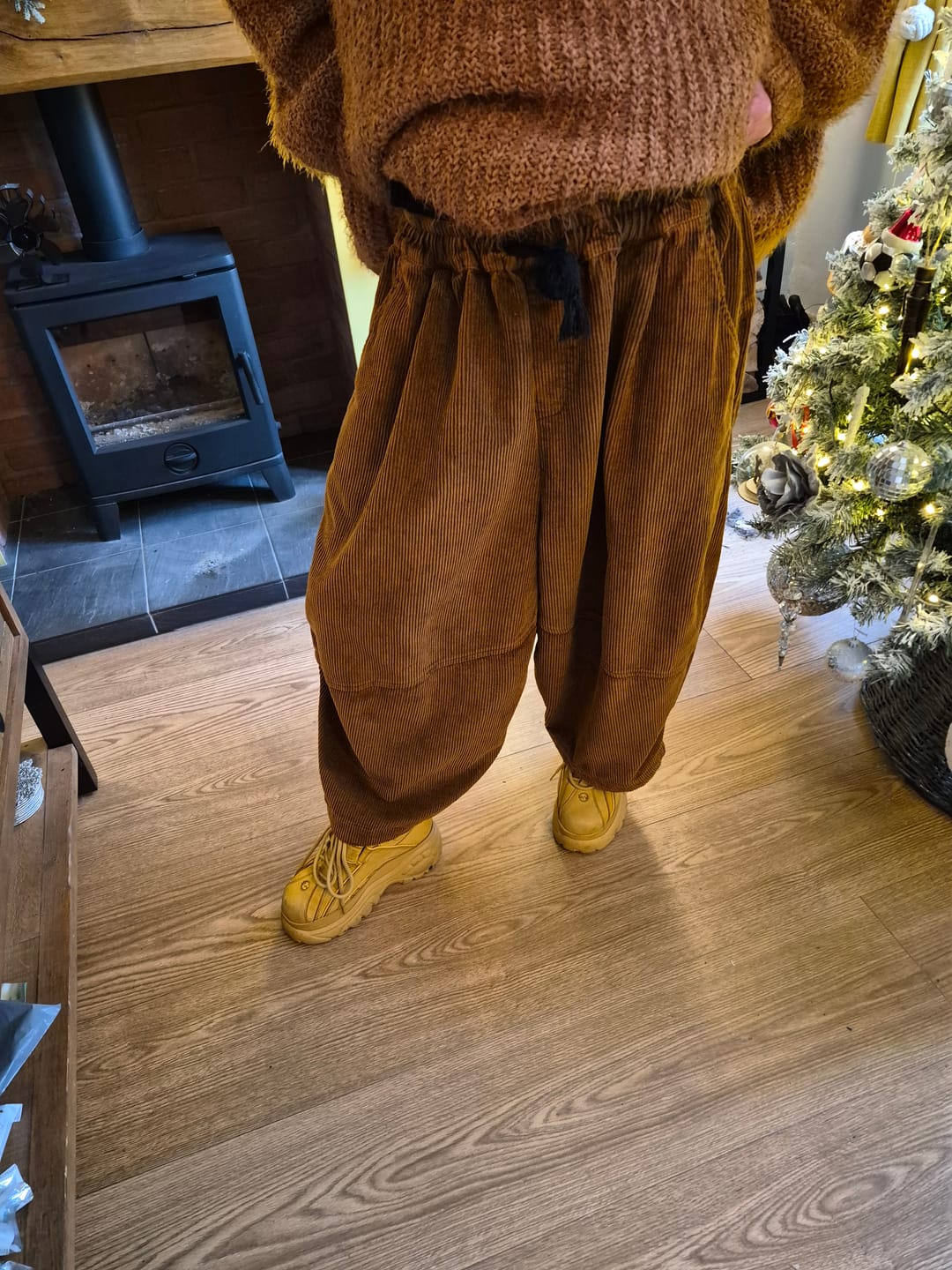 Customer photo review of Women Autumn Pure Color Spliced Corduroy Harem Pants