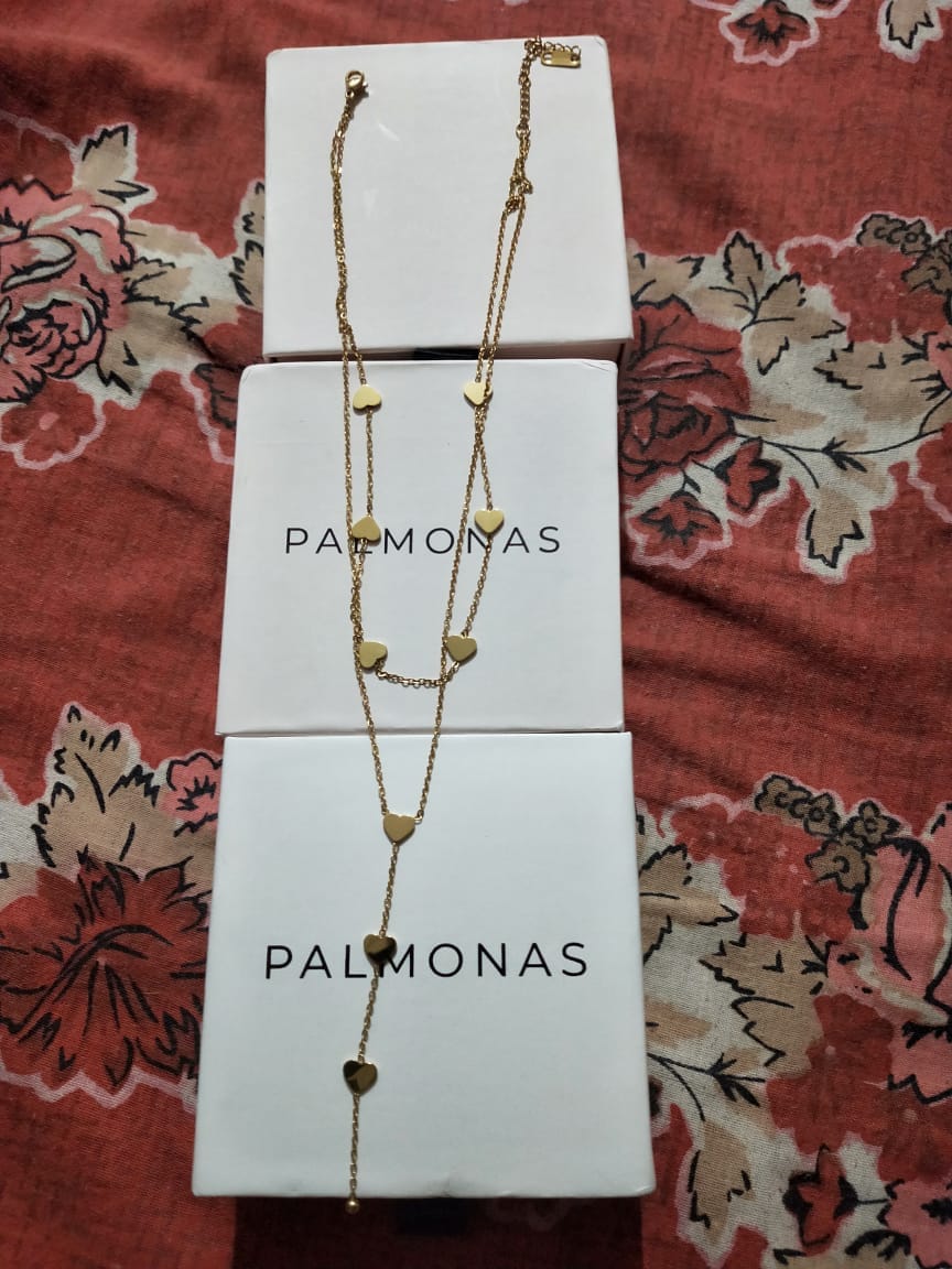Customer photo review of Two-Layered Heart Charm Necklace