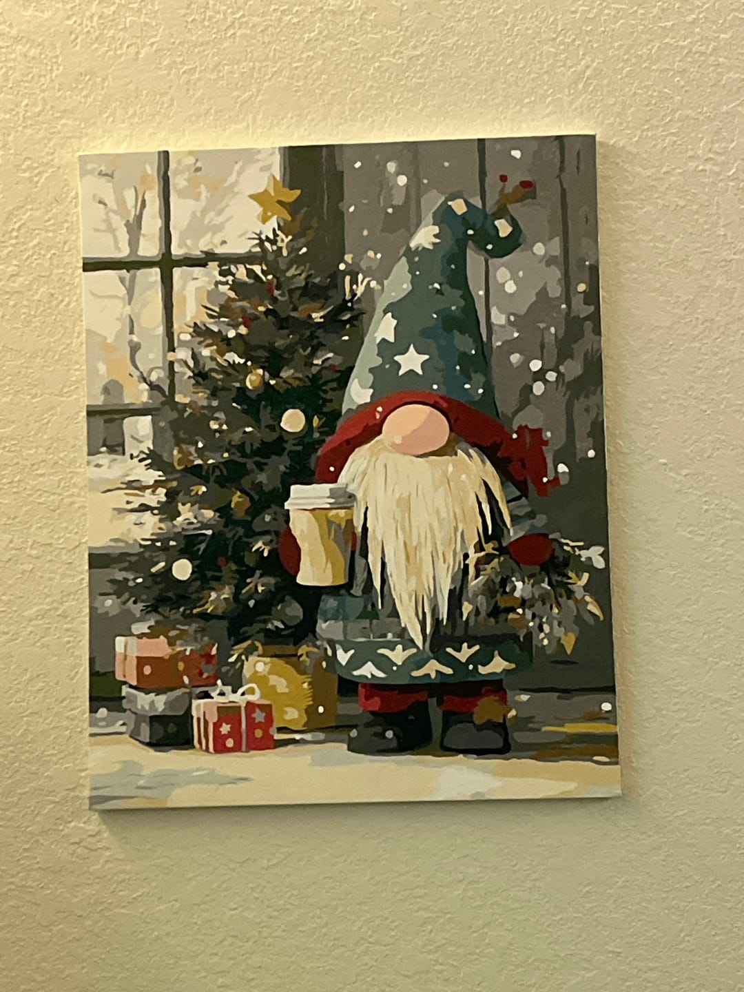 Customer photo review of Holiday Gnome | Paint by Number