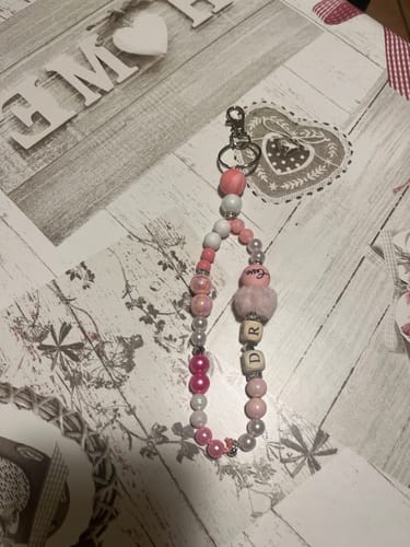 Customer photo review of Portachiavi Corto di perle fatto a mano 💝 Rosa