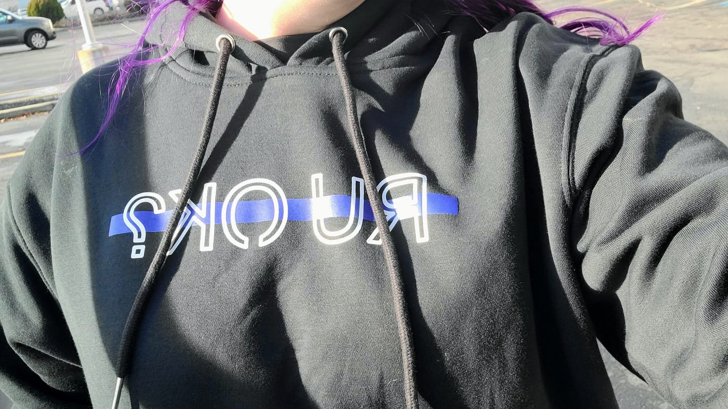 Customer photo review of Stigma-Breaking Hoodie- Blue Line