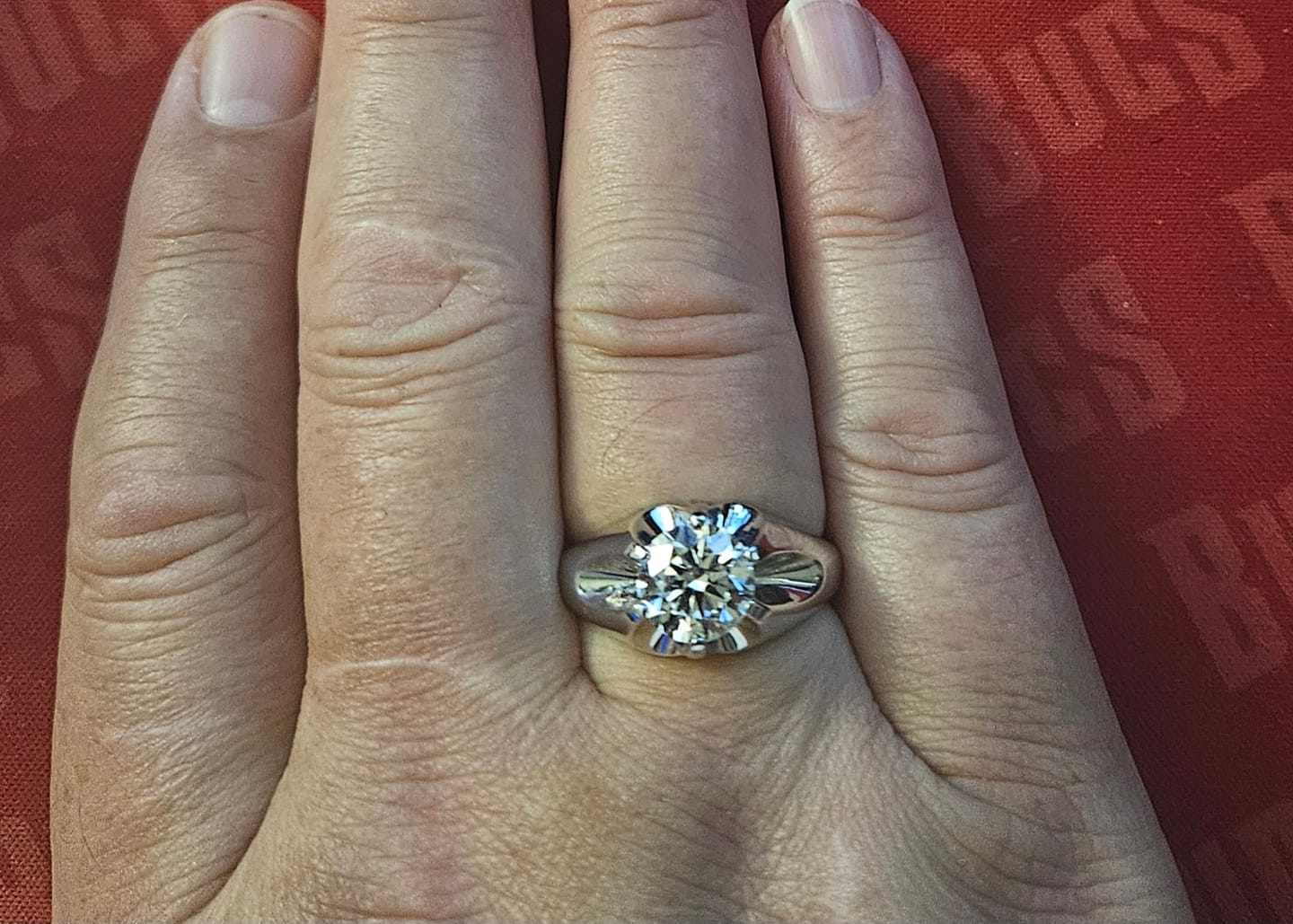 Customer photo review of 3 Carat Big Diamond Solitaire Men Ring White Gold