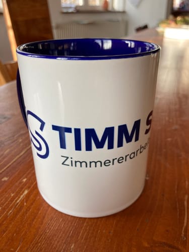 Customer photo review of TassenExpress - Becher Keramik Tasse mit Logo bedruckt 325ml Firmenlogo