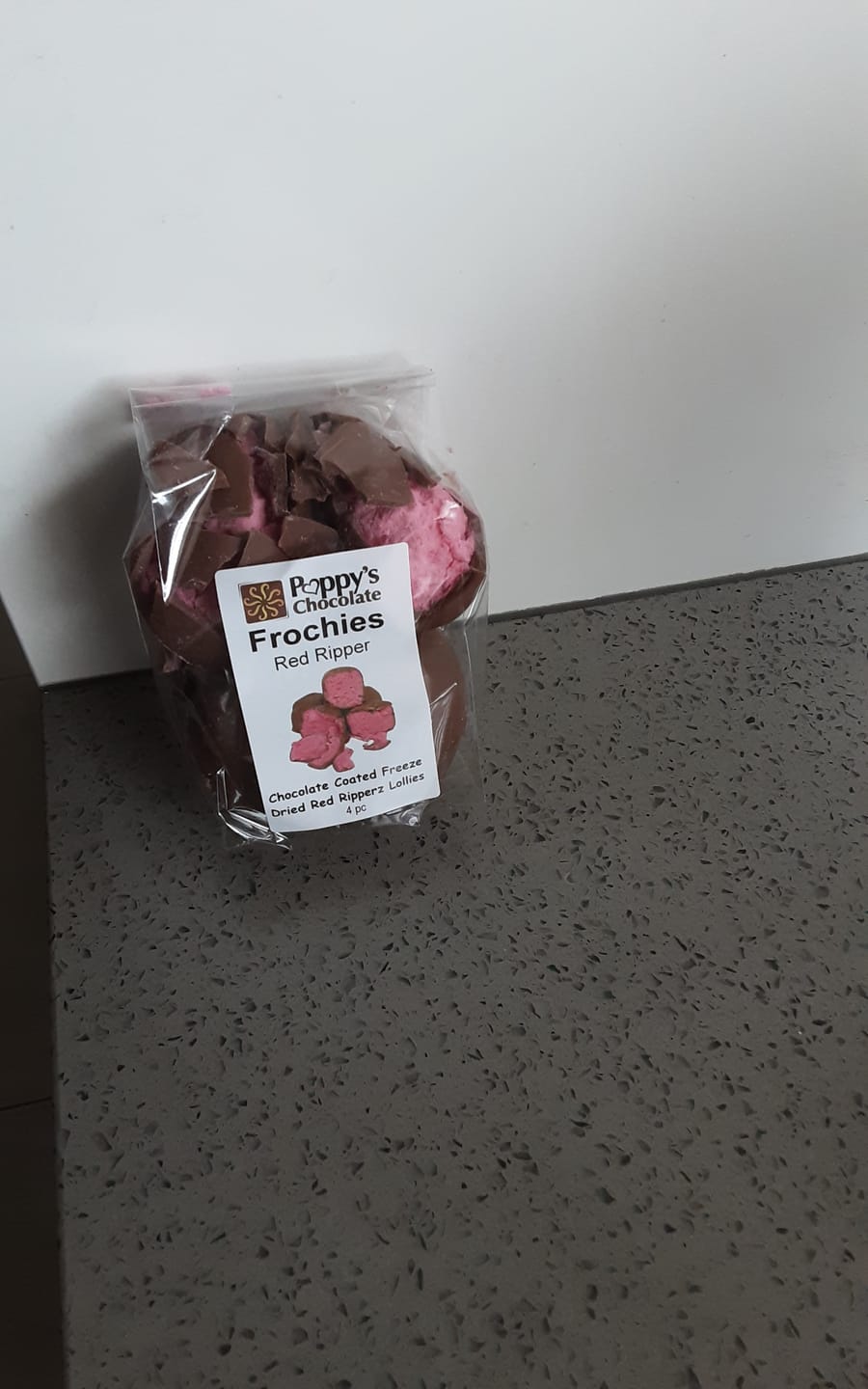 Customer photo review of Frochies Red Ripper chocolate coated freeze dried lollies