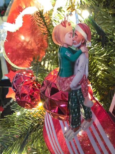 Customer photo review of Personalized Pajama Couple Acrylic Ornament With Name & Design on Matching Sweater Best Christmas Surprise For Couple