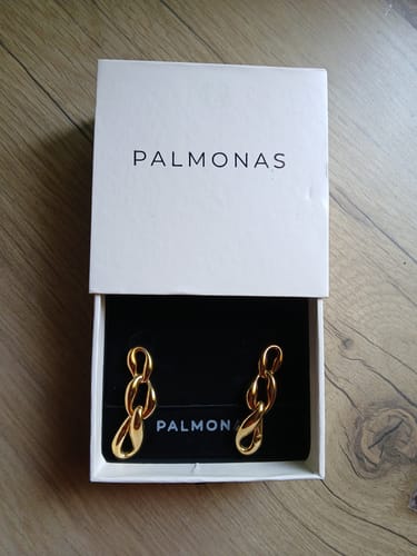 Customer photo review of Linked Gold Chain Drop Earrings