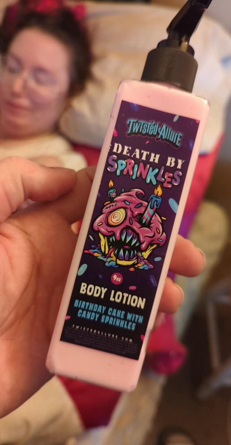 Customer photo review of Death by Sprinkles Body Lotion