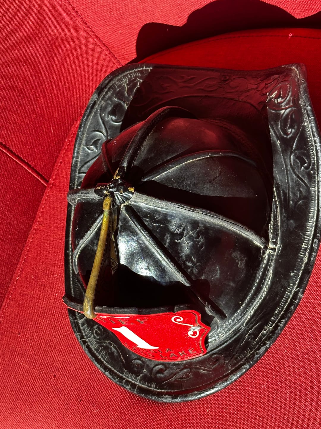 Customer photo review of Bare Bones Leather Firefighter Helmet Shield