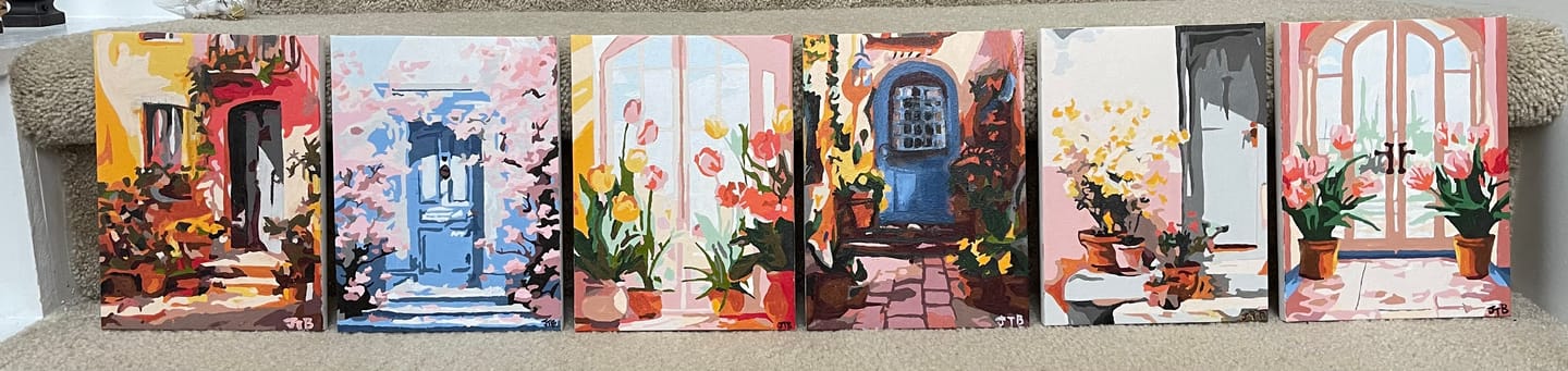 Customer photo review of 6 Mini Paintings - Colorful Doors Set