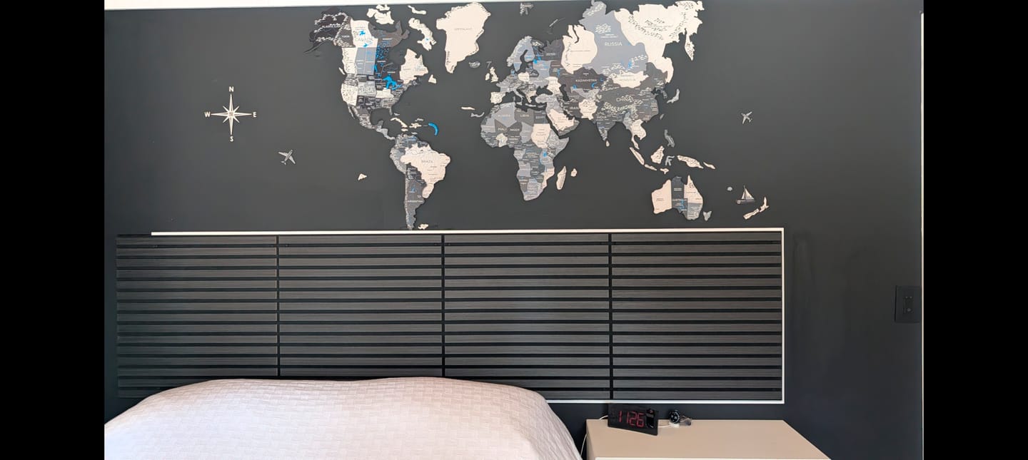 Customer photo review of 3D Wooden World Map Nordik