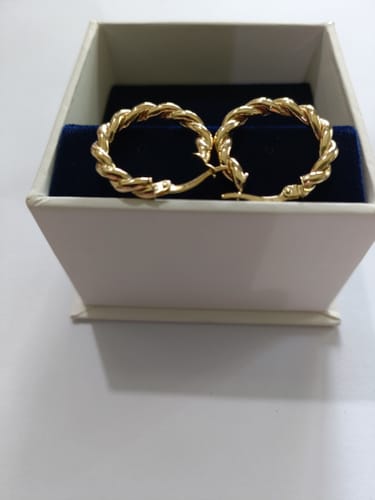 Customer photo review of Twist Huggie Earrings in 9ct Yellow Gold