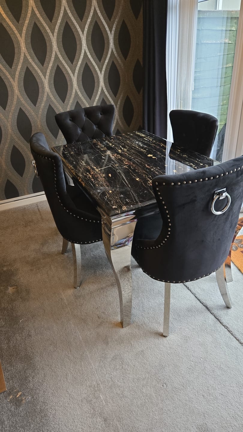 Customer photo review of Vienna Marble Dining Table With Chelsea Ring Knocker Chairs