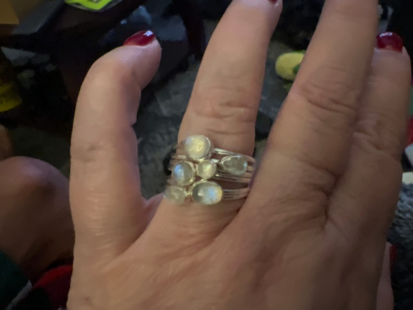 Customer photo review of Sterling Silver Stacking Moonstone Ring
