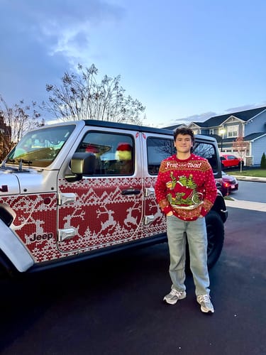 Customer photo review of Wrangler JLU Ugly Sweater Holiday Edition Removable Trail Armor