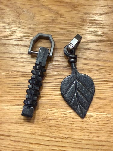 Customer photo review of Hand Forged Leaf Keyring