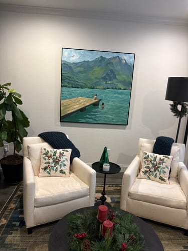 Customer photo review of Abstract Lake Art Painting #ABSS37