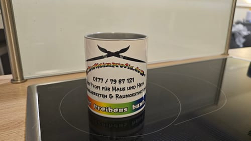 Customer photo review of TassenExpress - Becher Keramik Tasse mit Logo bedruckt 325ml Firmenlogo