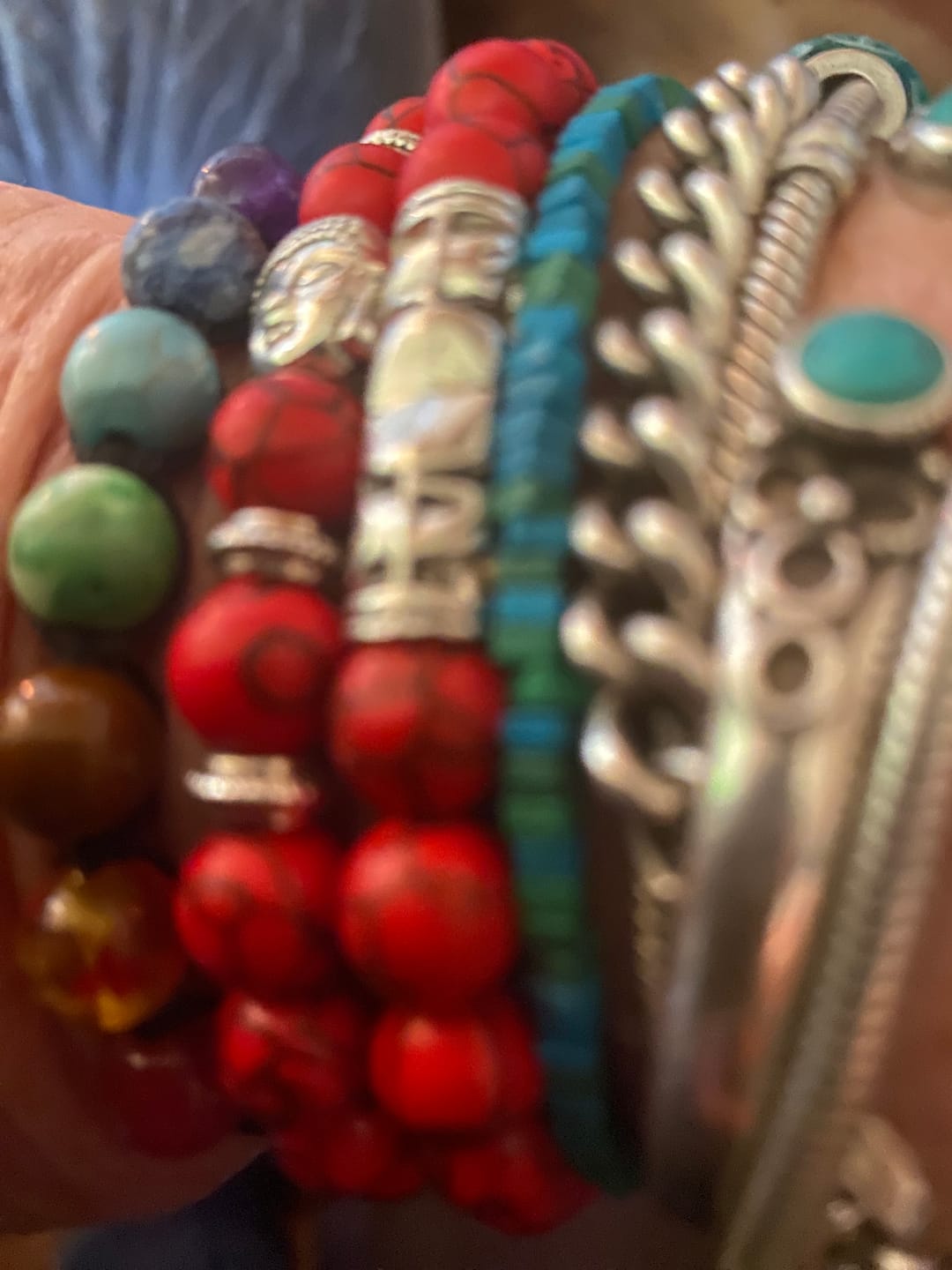 Customer photo review of Buddha Stones 2Pcs Natural Crystal Agate Buddha Protection Bracelet