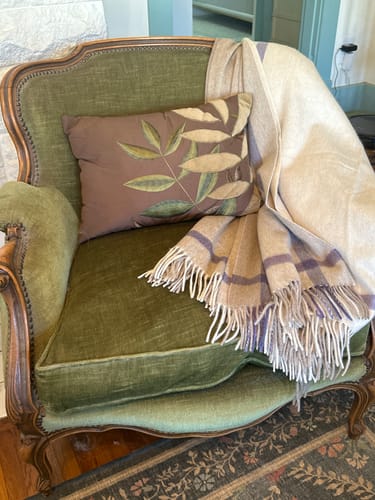 Customer photo review of Brand New English Fawn and Purple Luxury Woven Cashmere Blanket