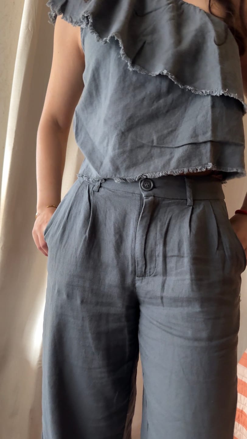 Customer photo review of Pantalón Lino Liso Grey
