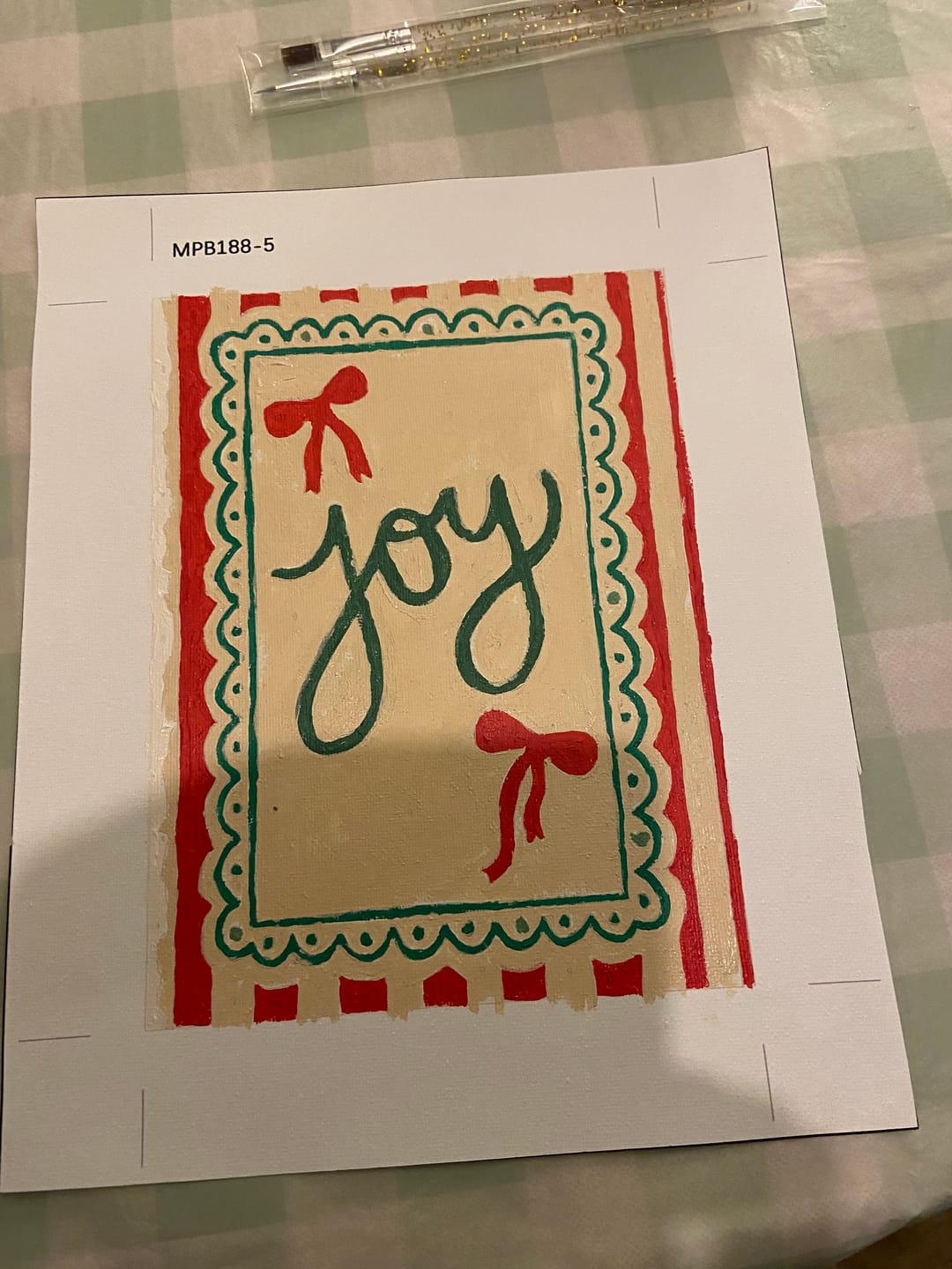 Customer photo review of 6 Mini Paintings - Christmas Stripes Set