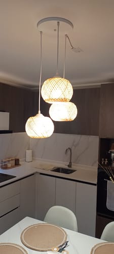 Customer photo review of Lampara Techo Triple Modelo Malva Ratan