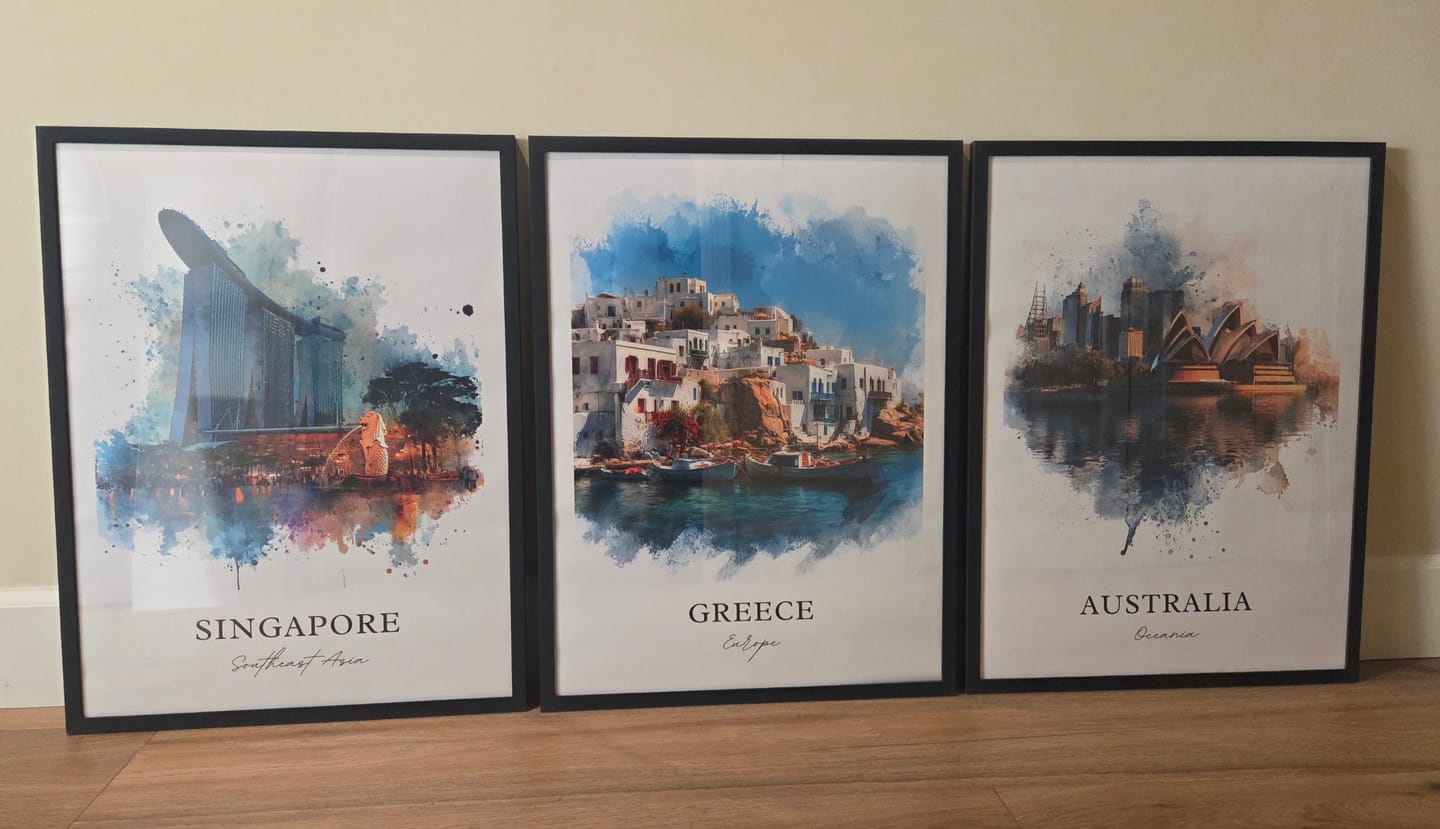 Customer photo review of Greece, Europe – Watercolor Art Print