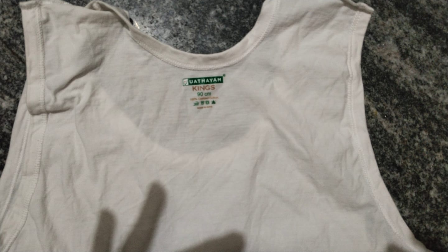 Customer photo review of Kings RNBS - 100%  Cotton White Vest For Mens Combo (Pack of 4) | Uathayam