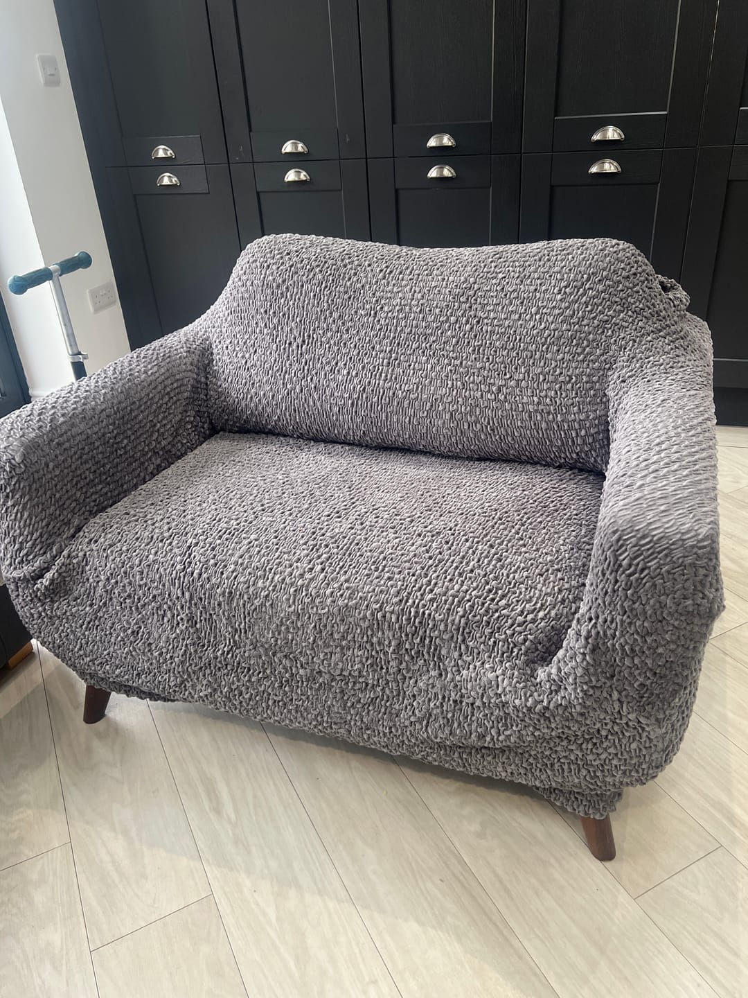 Customer photo review of 2 Seater Sofa Cover - Grey, Velvet Collection
