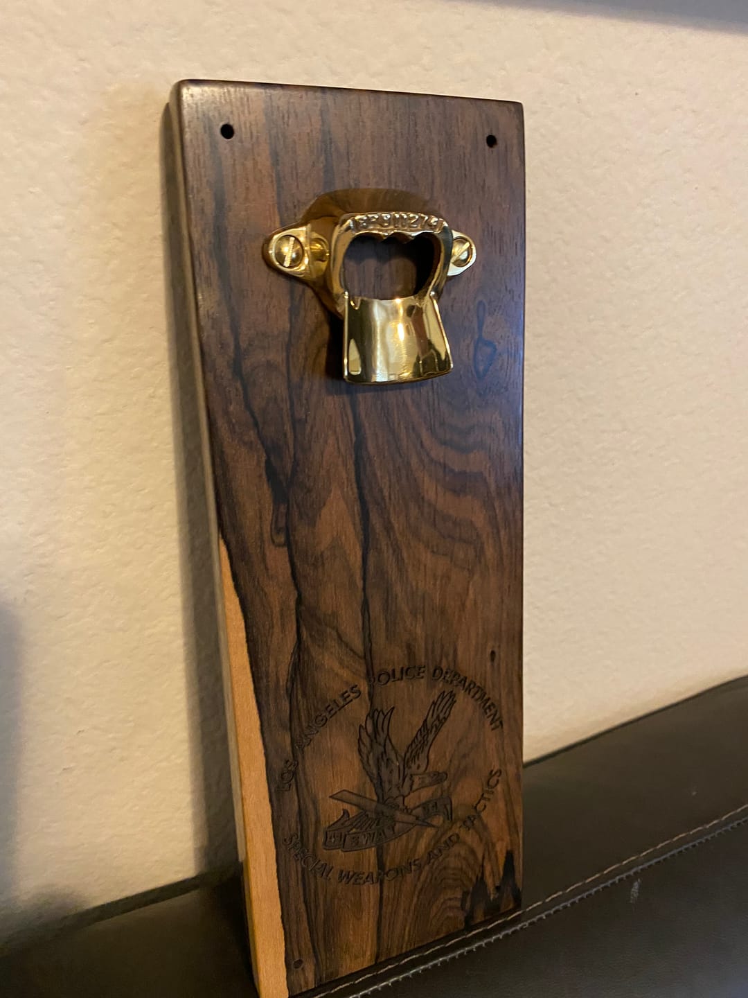 Customer photo review of Solid Cast Wall Mounted Bottle Opener