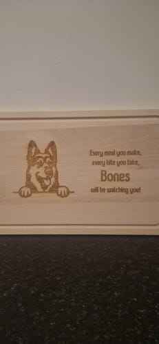 Customer photo review of Personalised Dog Photo Chopping Board