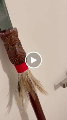 Customer video review of Full Size Taiaha with Greenstone Tongue (Stand Optional)