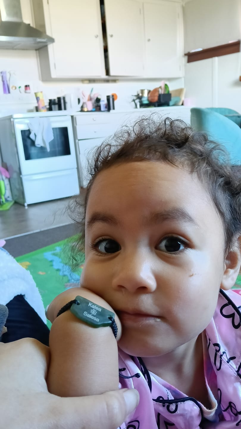Customer photo review of Engraved Greenstone Bracelet
