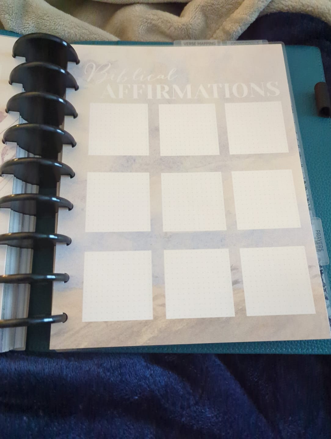 Customer photo review of Biblical Affirmations Extension Pack, Faith Journal, 11 Printed Pages, Classic Happy Planner Size, Disc, War Binder, 198 Boxes