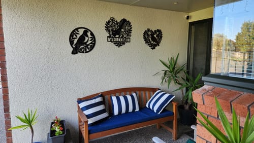 Customer photo review of Personalised Floral Fantail Heart Wall Décor