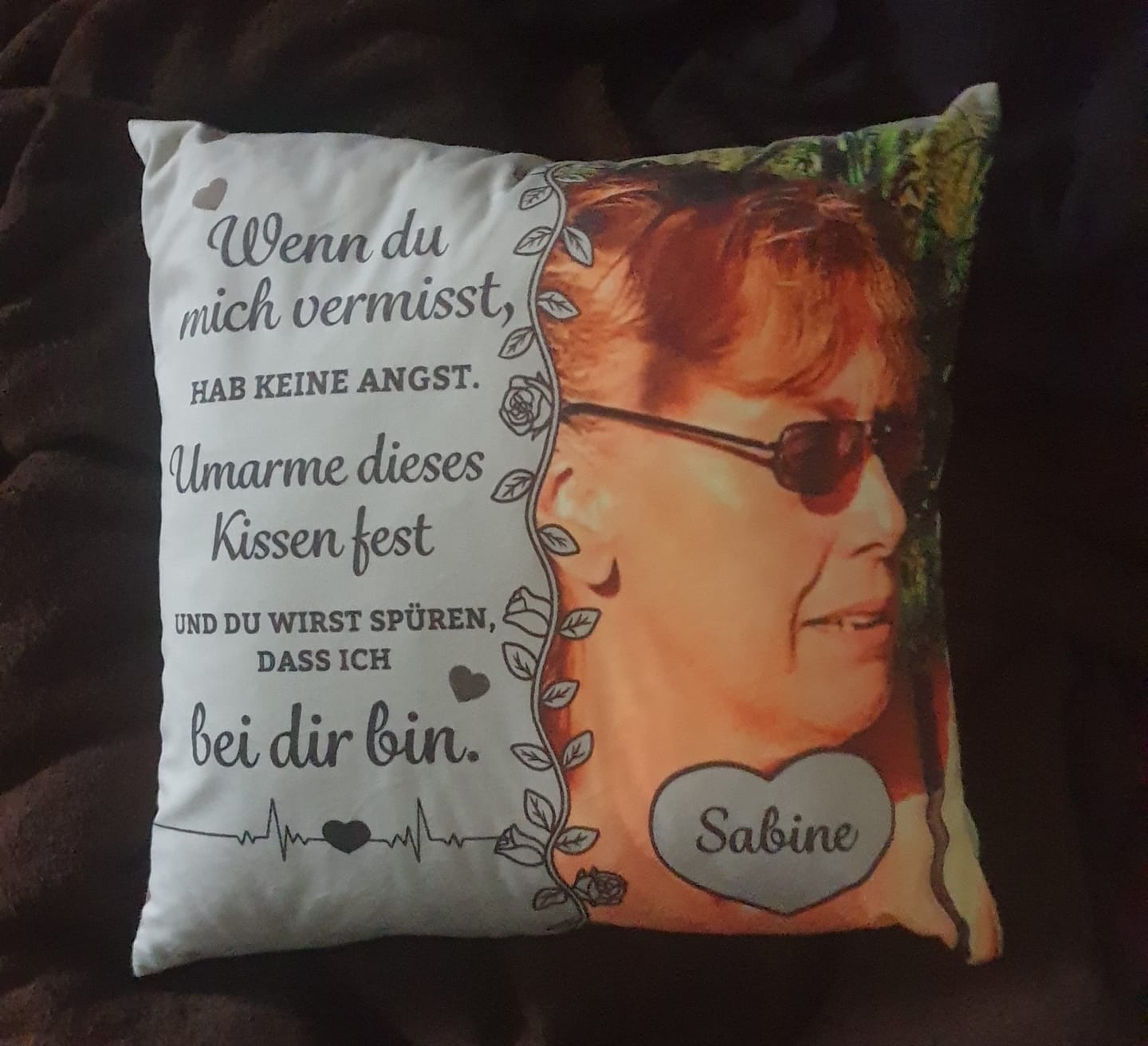 Customer photo review of Wenn du mich vermisst - Personalisiertes Kissen