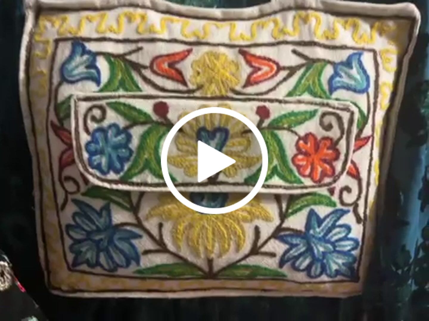 Customer video review of Kashmiri Hand-Embroidered Aari Cotton Bag