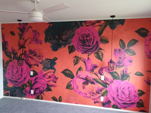 Customer photo review of Spanish Rose - Custom Sized Wallpaper Mural (per m2) - Orange/Purple
