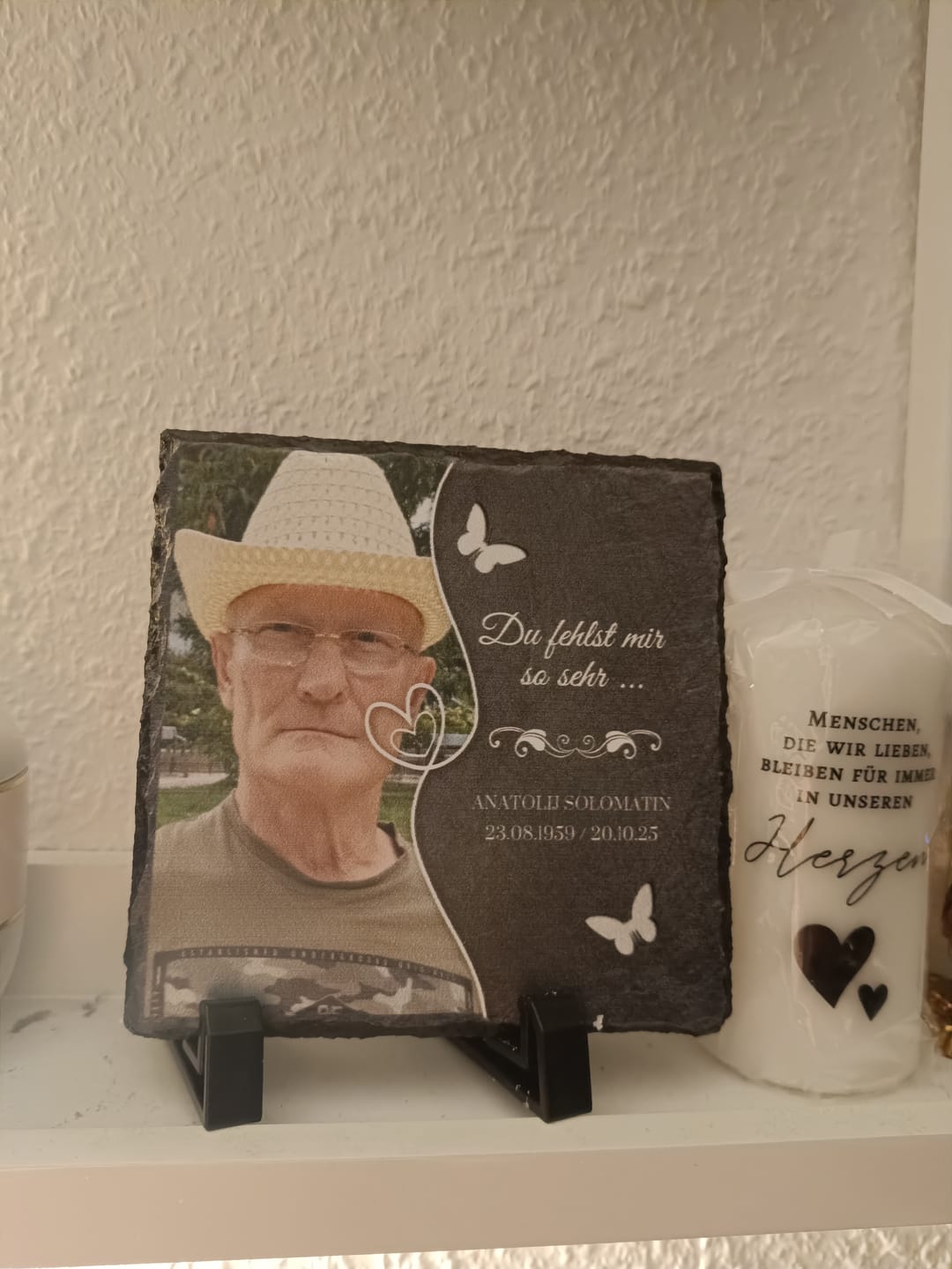 Customer photo review of Du fehlst uns so sehr ... - Individuelle Schieferplatte