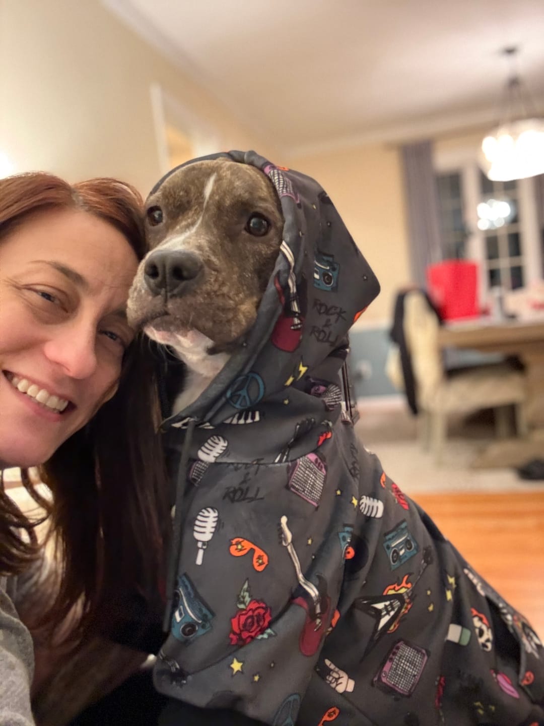 Customer photo review of Rock and Roll Dog Hoodie