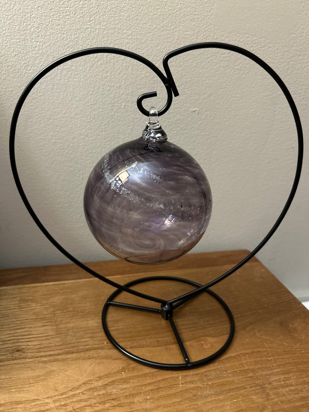 Customer photo review of Glass Christmas Ornament with Cremation Ashes