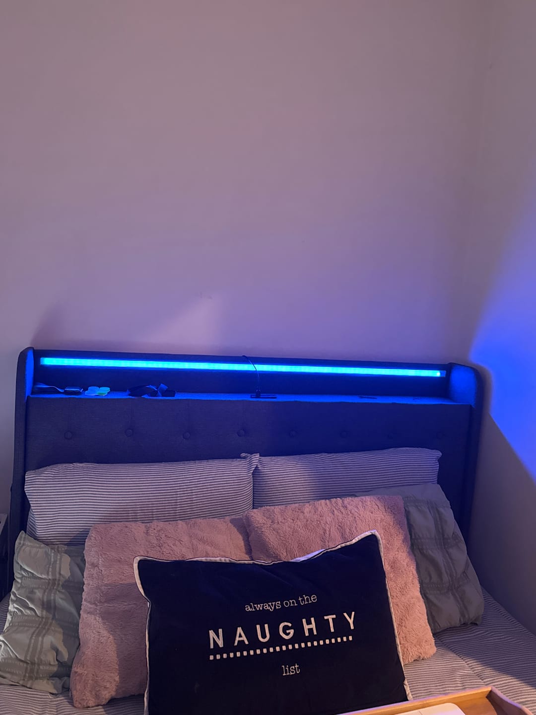 Customer photo review of Gas Lift Bed Frame with Storage LED & USB